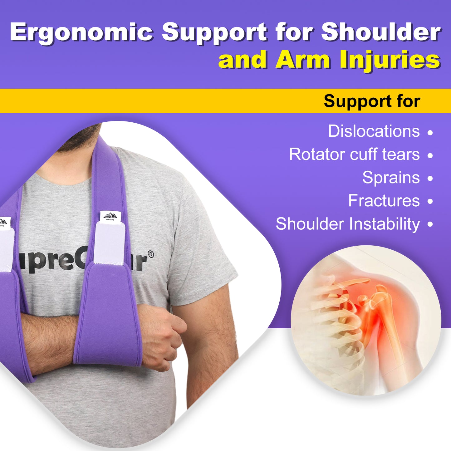 Arm Sling Shoulder Immobilizer, 0.18 lb Lightweight Support with 61" Adjustable Straps
