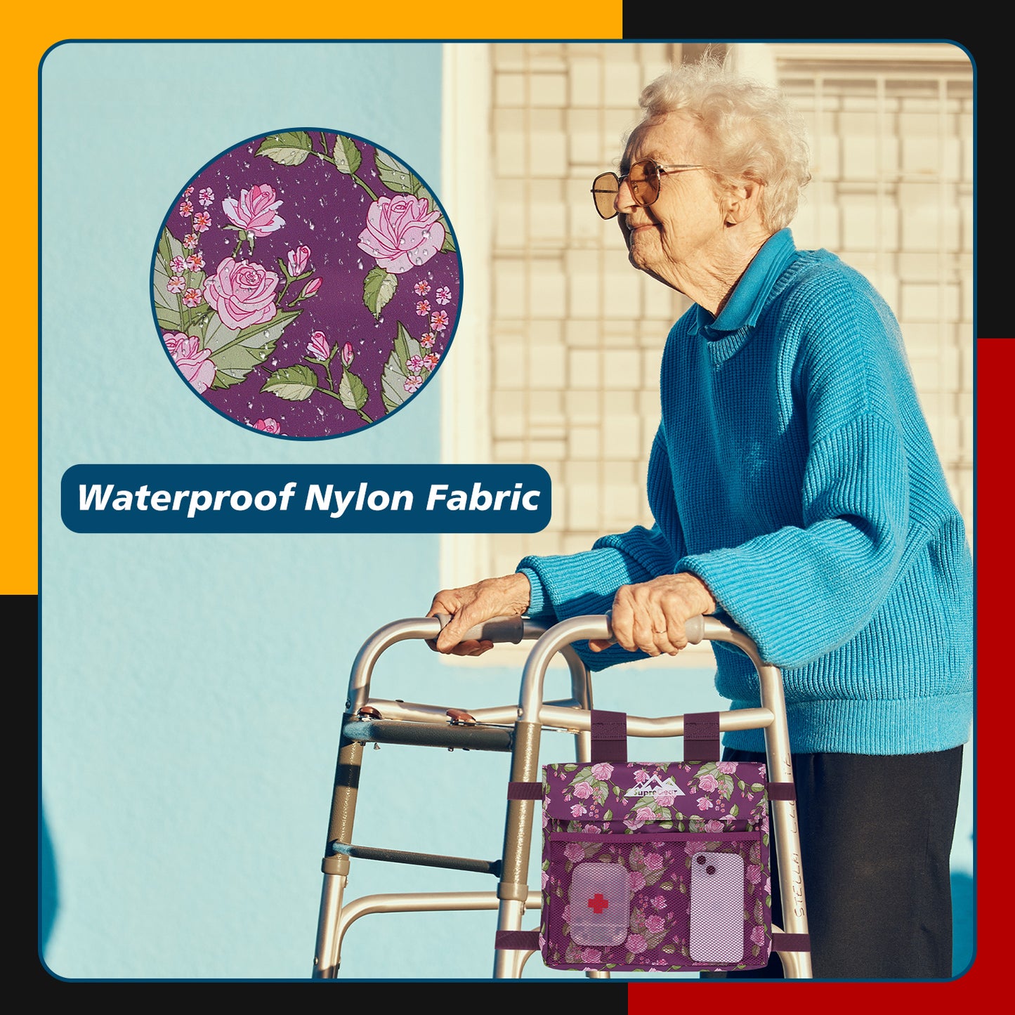 Water-Resistant Walker Side Bag, Basket Pouch