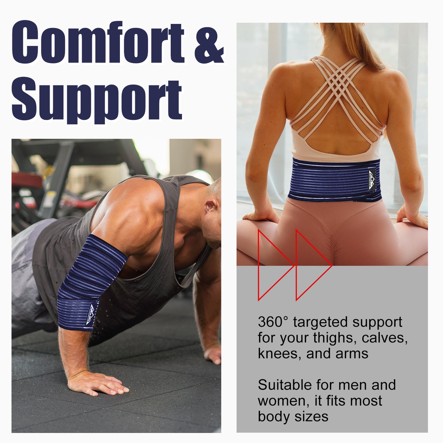 2 Pcs Adjustable Hamstring and Thigh Compression Wraps