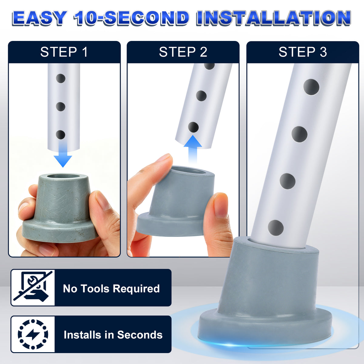 1 Inch Shower Chair Replacement Feet 4-Pack, Non-Slip Suction Rubber Tips for Bath Chairs