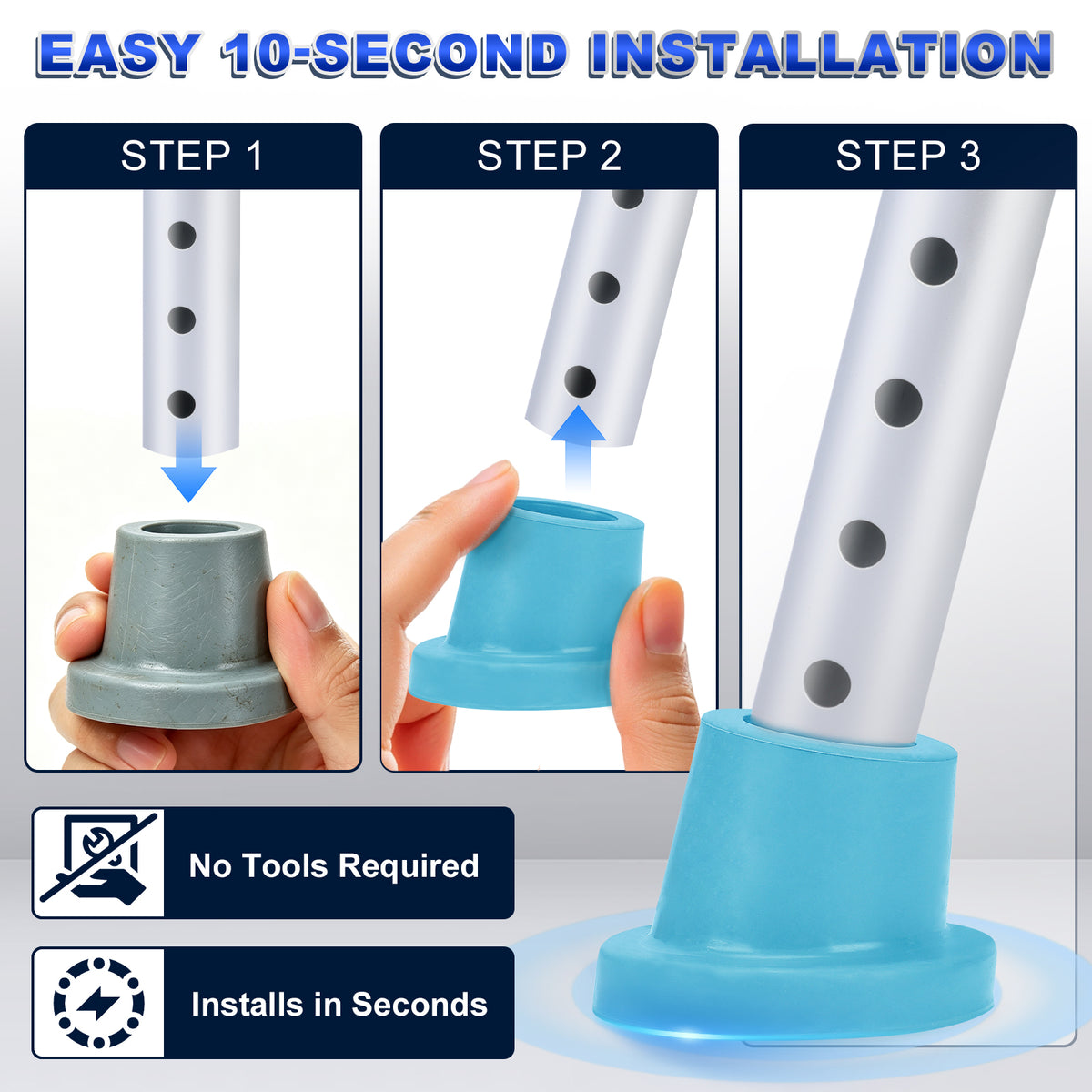 1 Inch Shower Chair Replacement Feet 4-Pack, Non-Slip Suction Rubber Tips for Bath Chairs