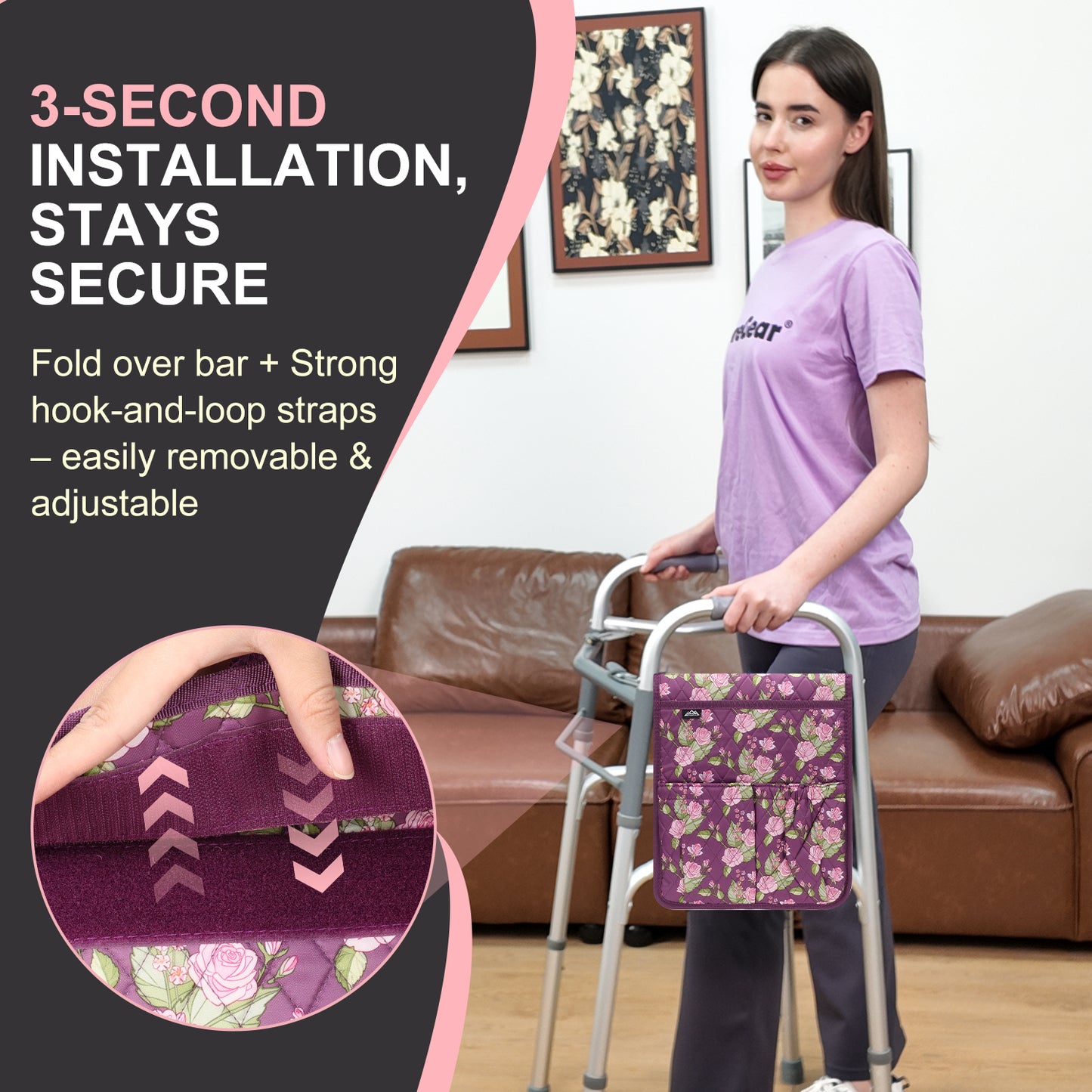 Universal Walker Bag Organizer with Multiple Pockets