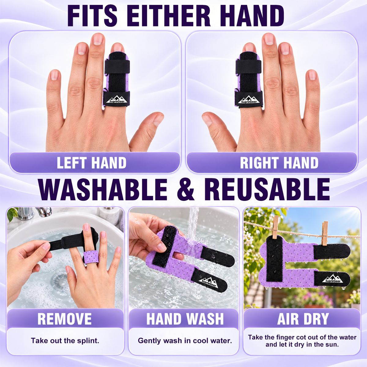Finger Splint Support 2 Pack Adjustable Trigger Finger Brace for Broken Sprain Arthritis