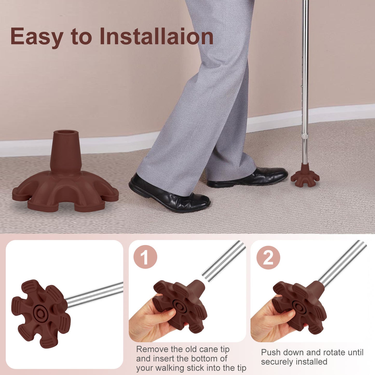 3/4 Inch Stable Six Point Non-Slip Cane Tip