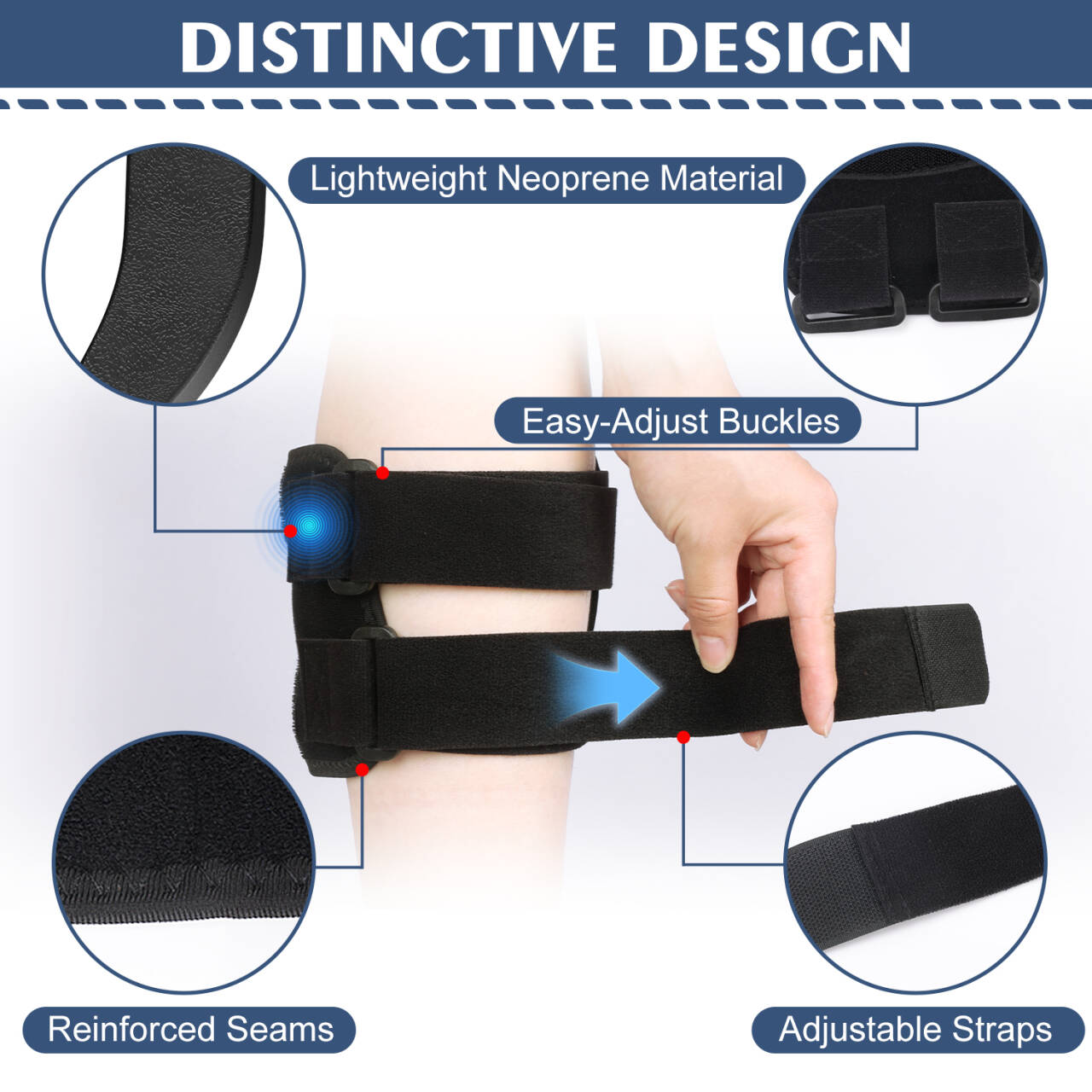 Sciatica Relief Knee Brace with Adjustable Compression Pads