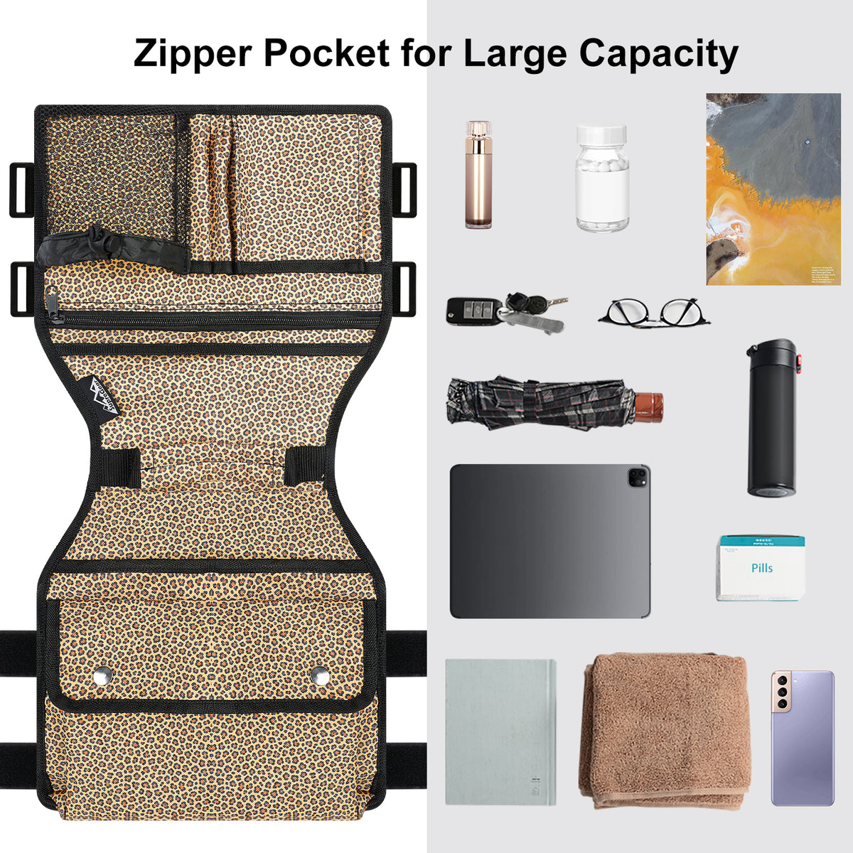 Walker Side Bag Organizer for Side Bar Walkers with 8 Pockets