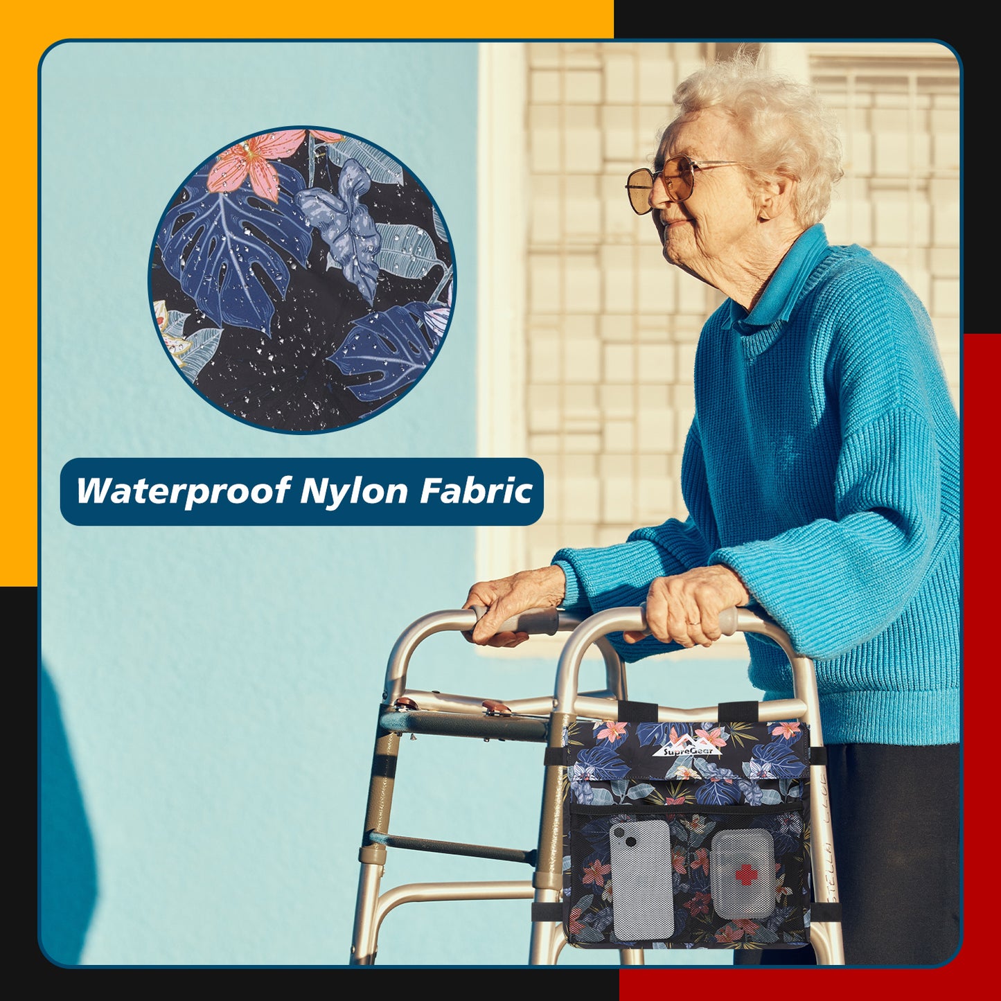 Water-Resistant Walker Side Bag, Basket Pouch