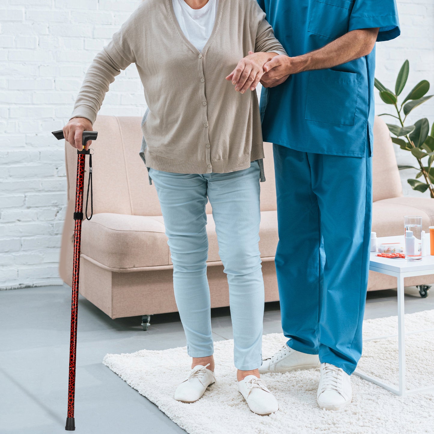 5-Level Adjustable Height Walking Stick Folding Cane