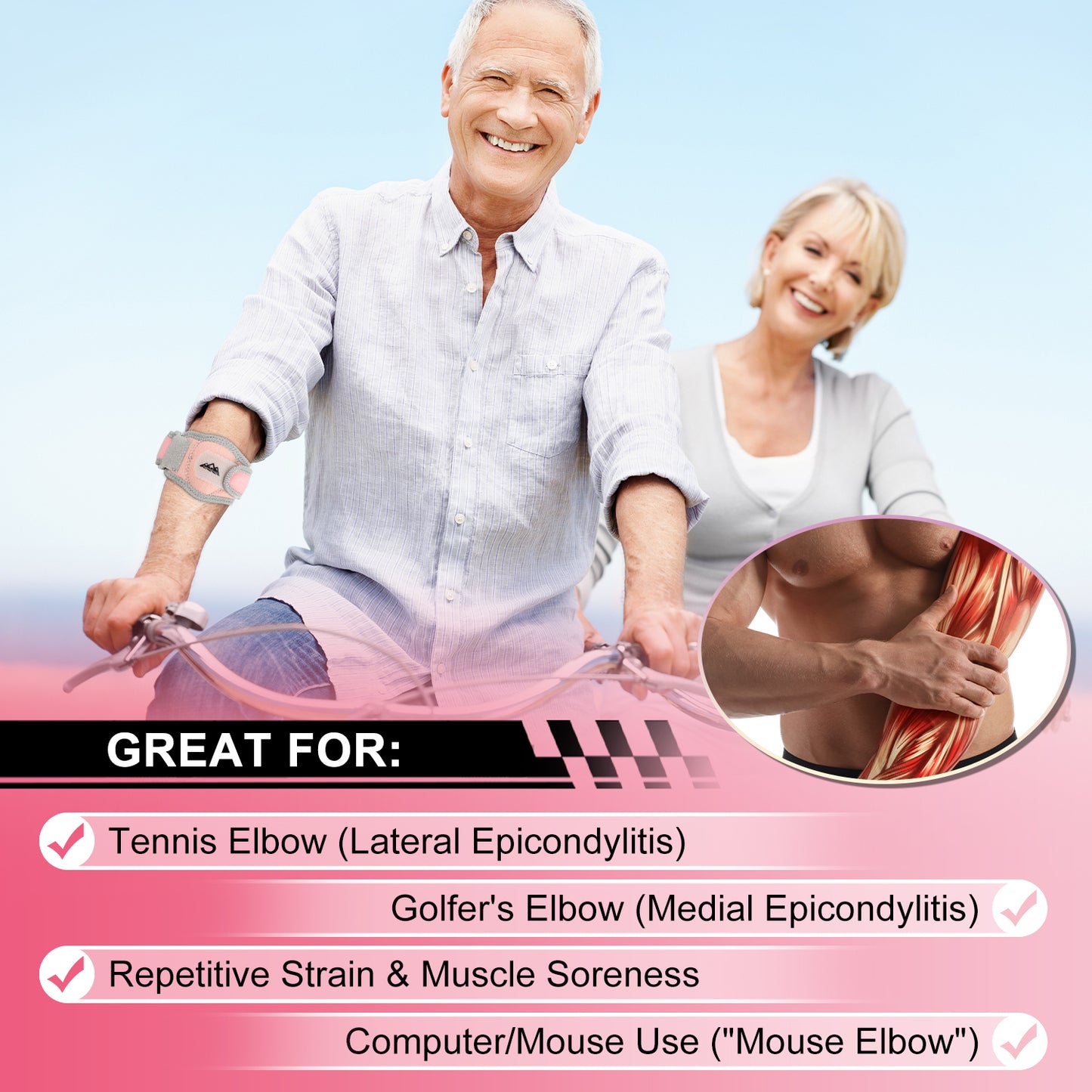 Elbow Brace – Adjustable Forearm Support with Compression Pad (1 Pack)