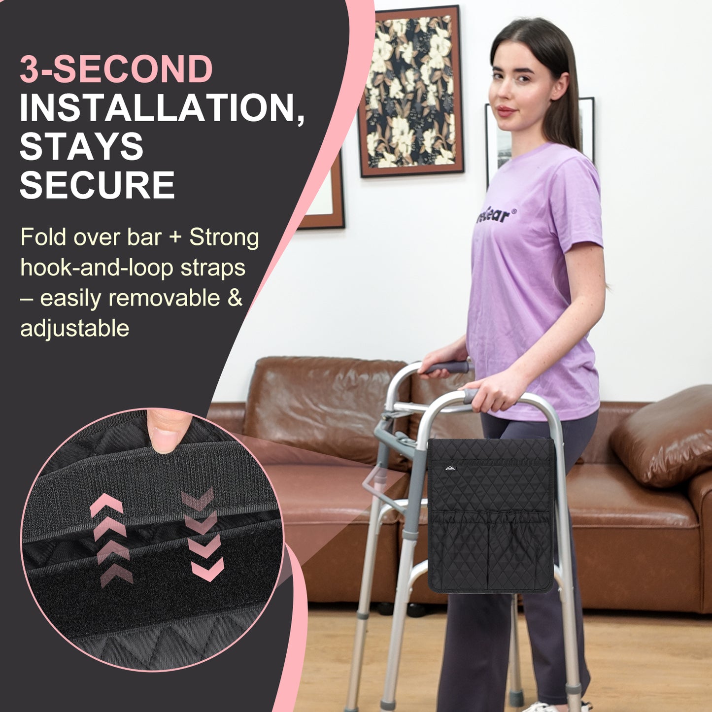 Universal Walker Bag Organizer with Multiple Pockets