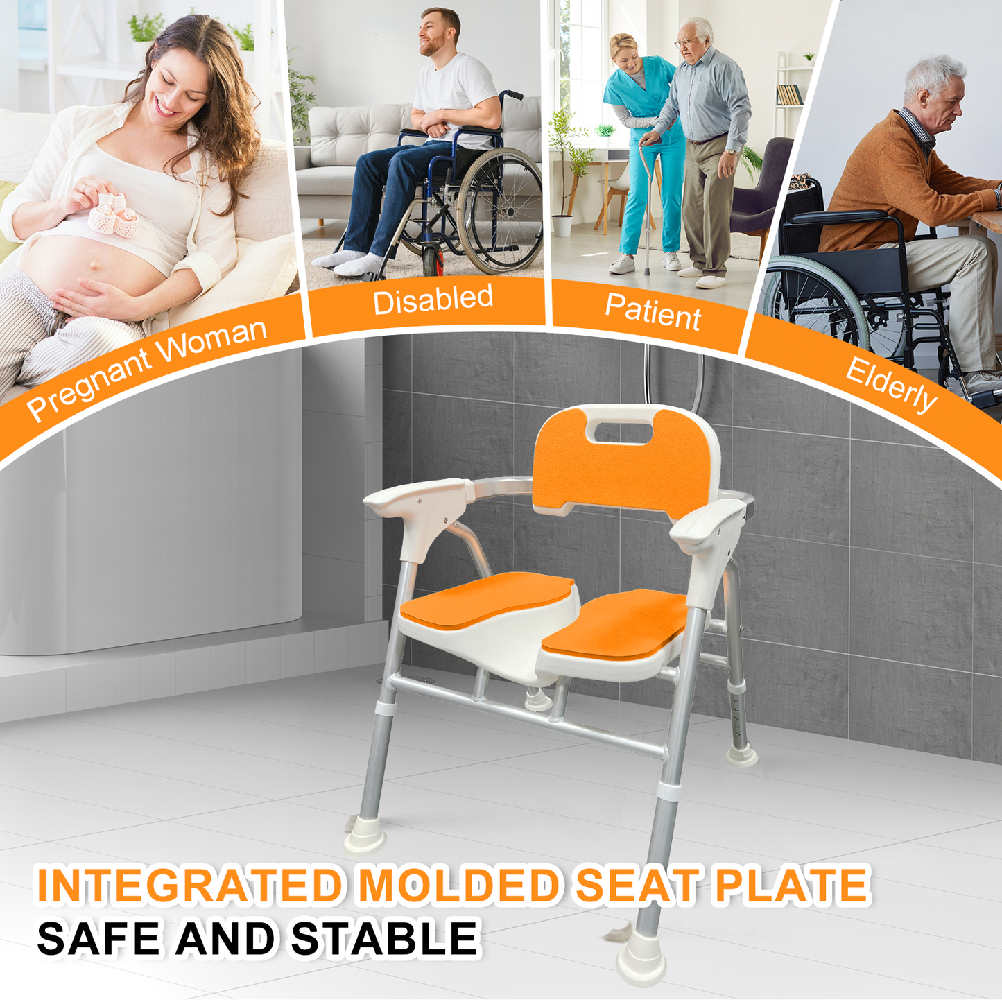 Quick-Fold Shower Chair w/ Anti-Slip Seats