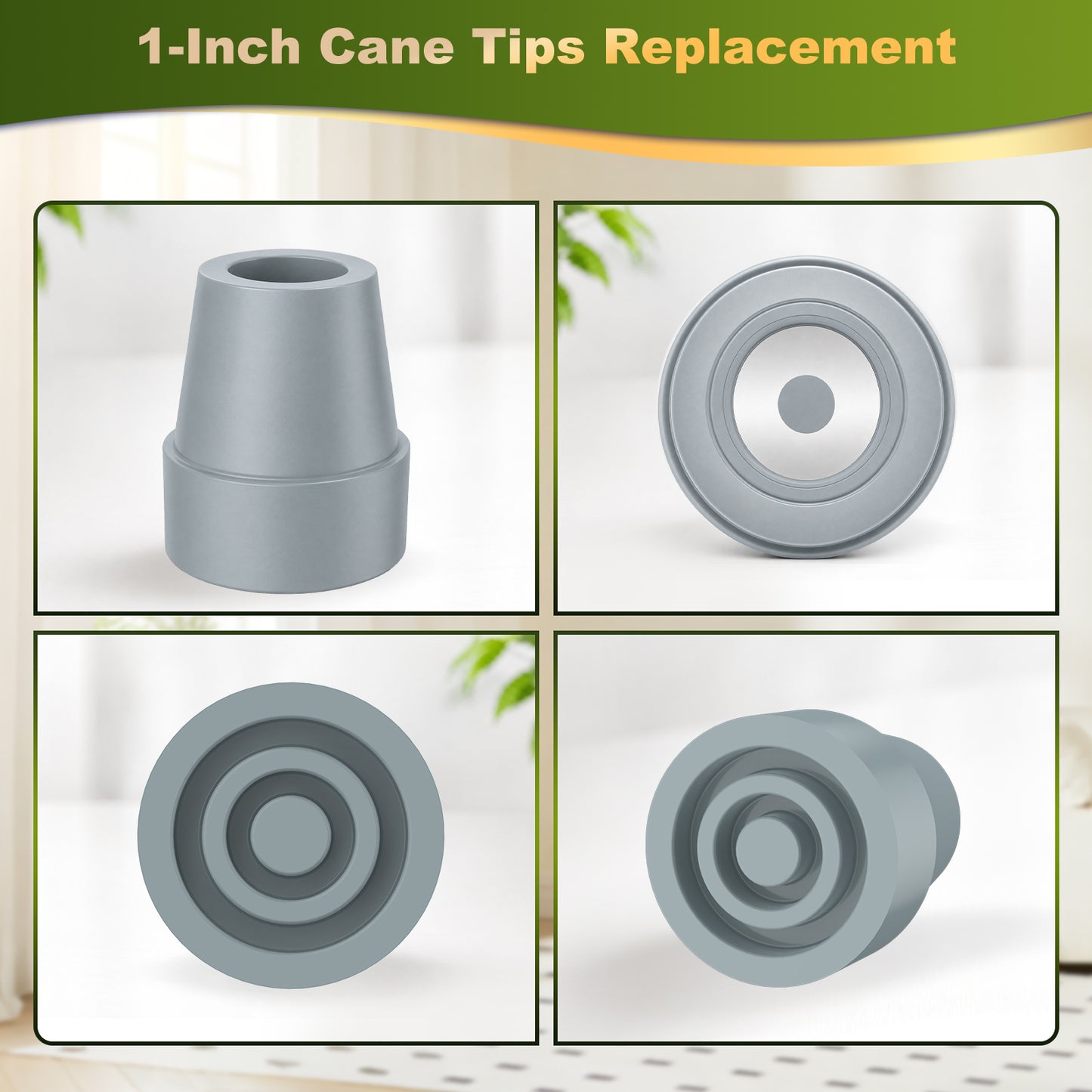 Non-Slip Stable High-Strength Rubber Cane Tip