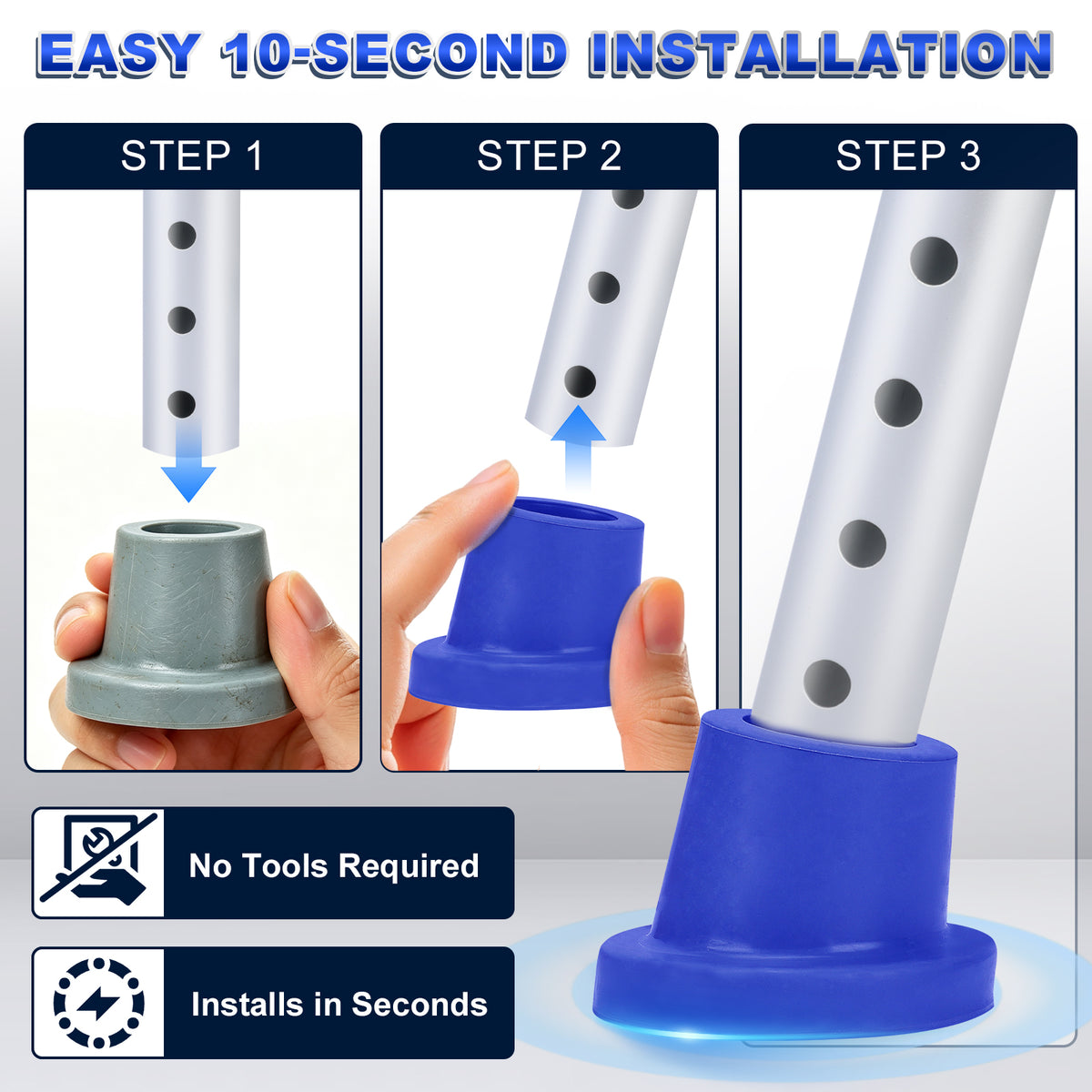 1 Inch Shower Chair Replacement Feet 4-Pack, Non-Slip Suction Rubber Tips for Bath Chairs