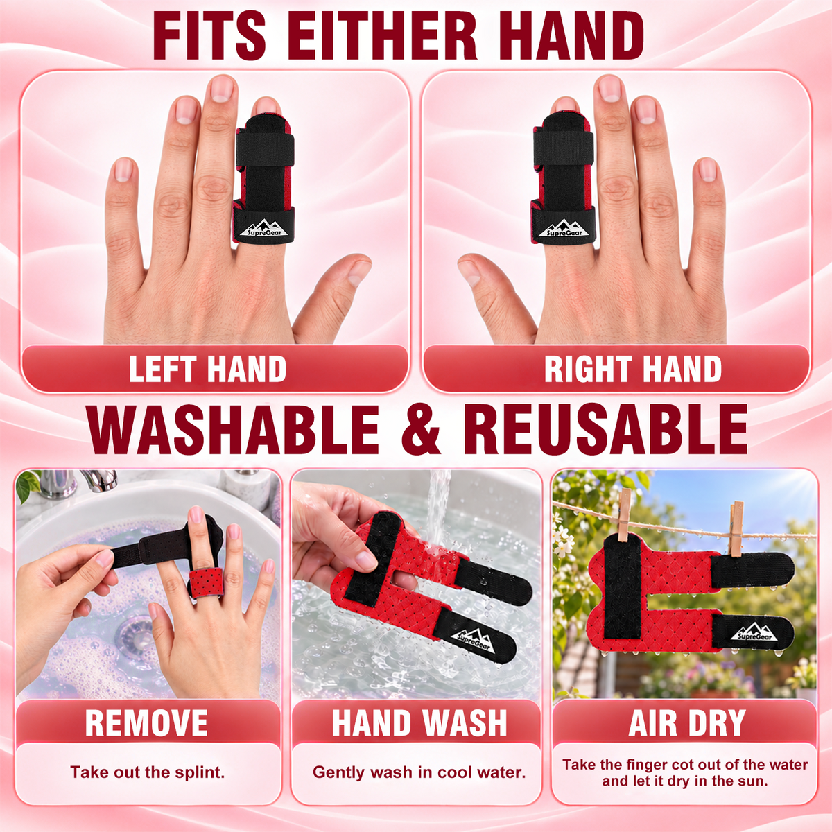 Finger Splint Support 2 Pack Adjustable Trigger Finger Brace for Broken Sprain Arthritis