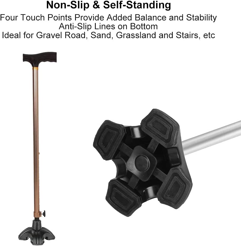 Save 40% - Cane Set: Folding Cane x 1, 4-Prong Cane Tips (3/4" ) x 1, 6-Prong Cane Tips (3/4" ) x 1