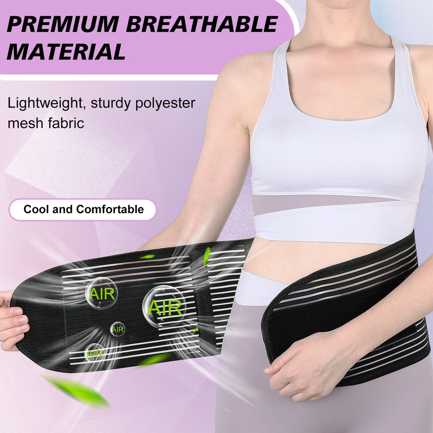 Lower Back Brace, Adjustable Lumbar Support Belt w/Splints