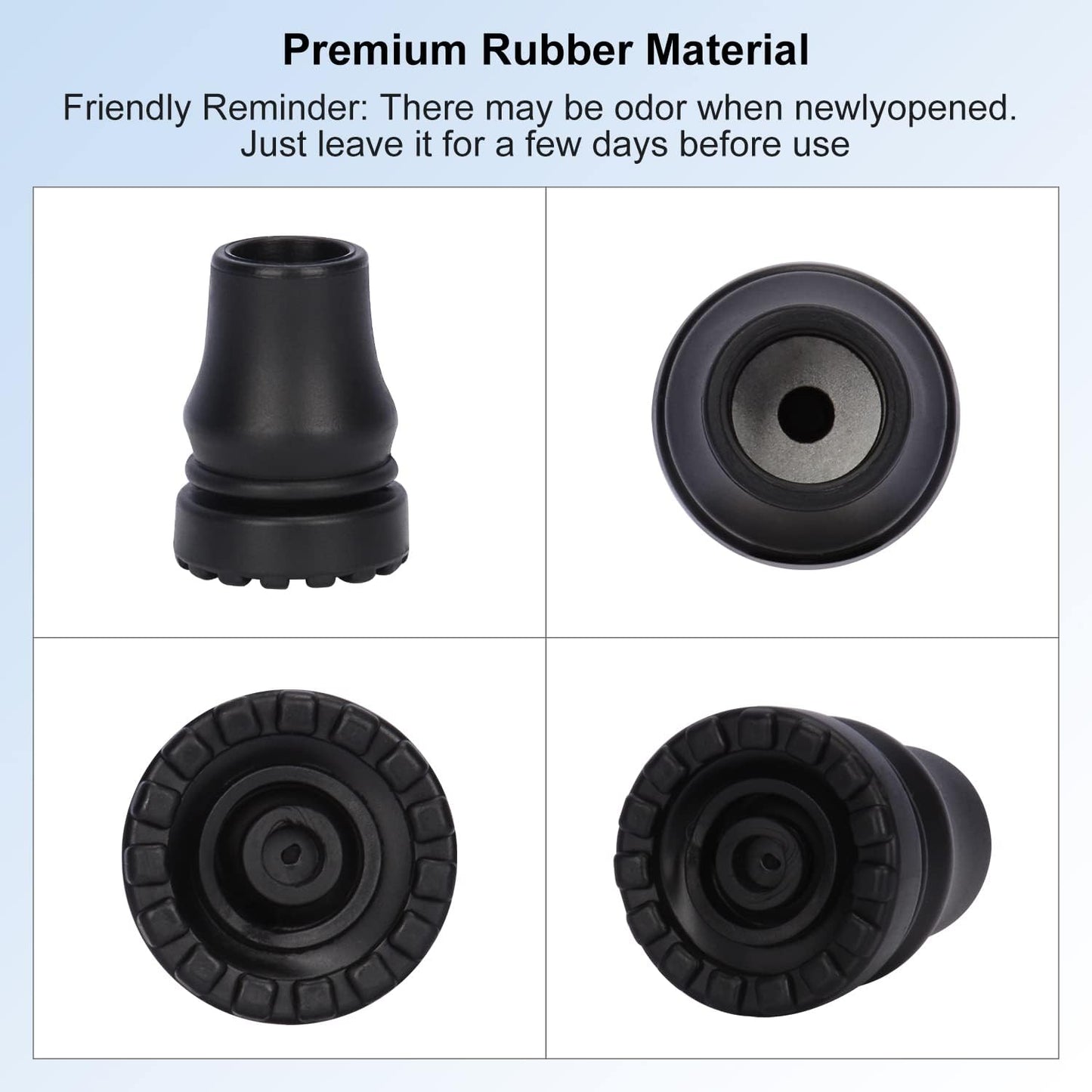 6-Pack Cane Tips Non-Slip Rubber, Black