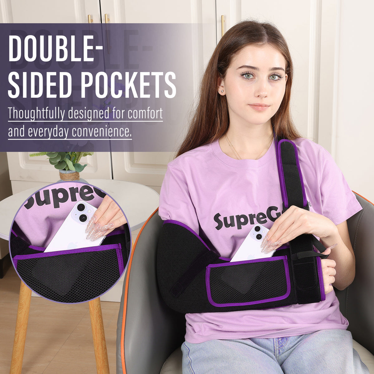 Breathable Arm Sling Shoulder Immobilizer with Padded Support & Thumb Loop