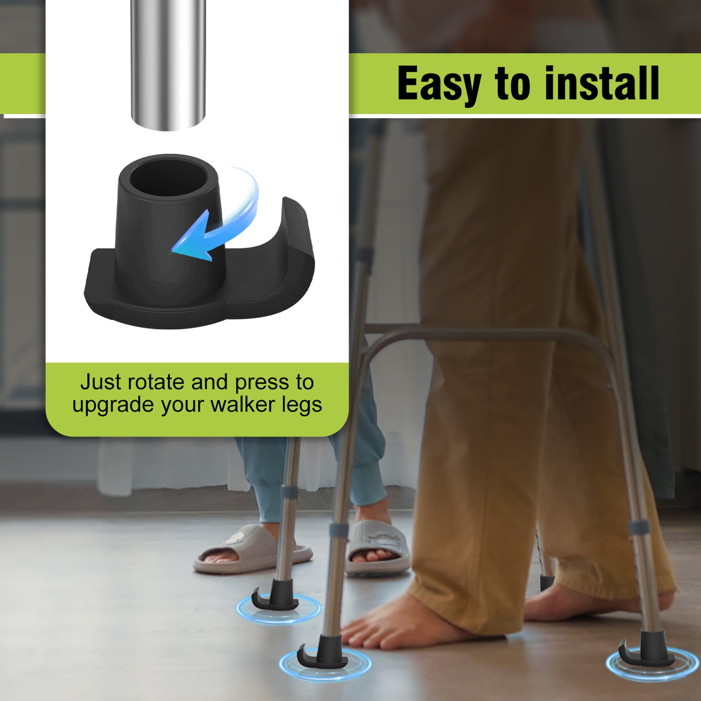 Walker Ski Glides (2-Pack) – Durable Glider Caps for Seniors Walkers