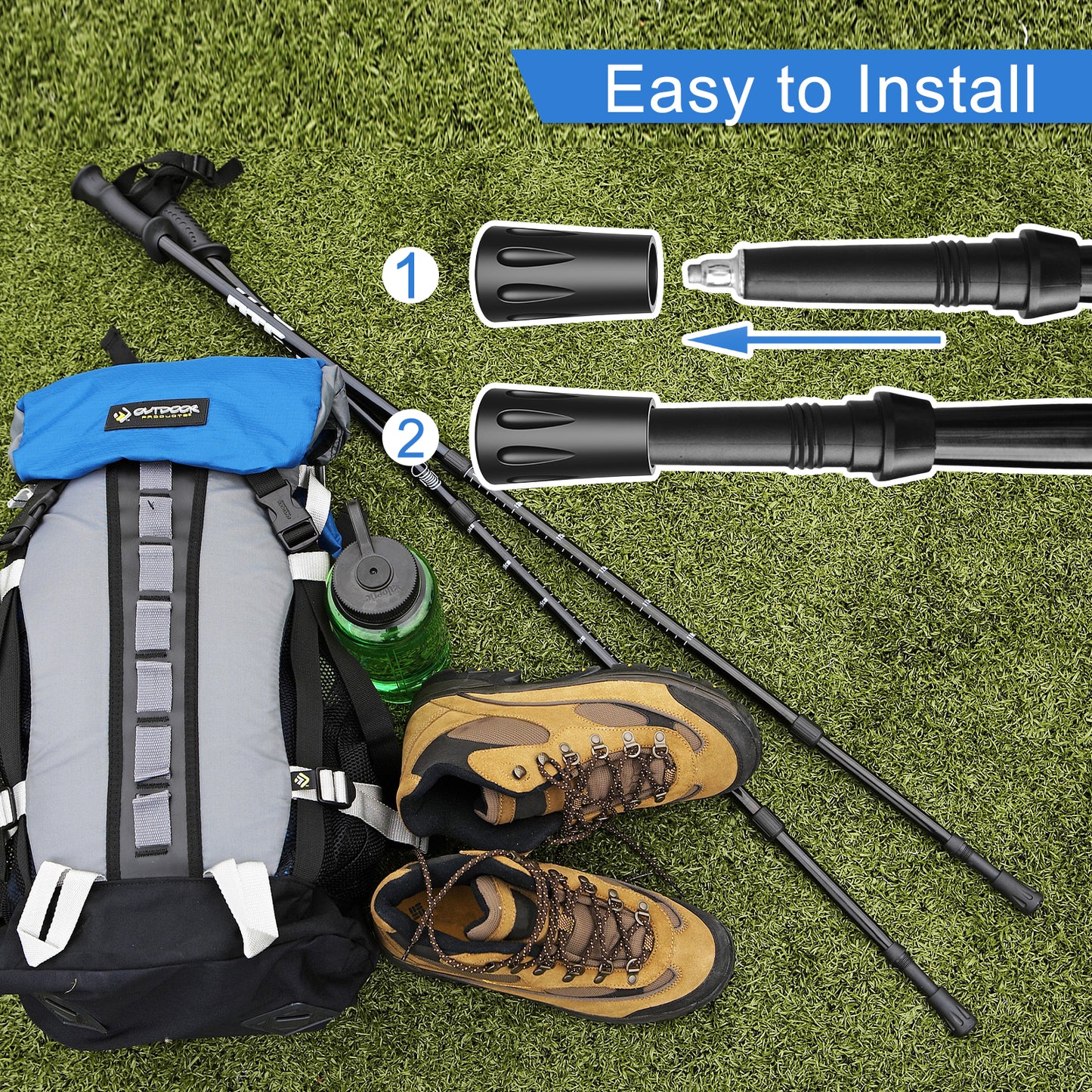 10-Pack Replacement Rubber Tips for Trekking & Hiking Poles