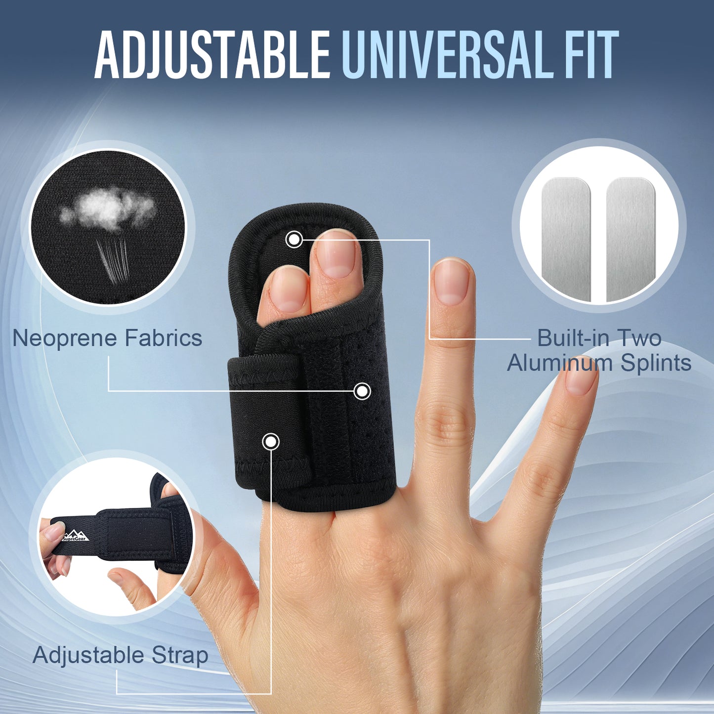 Dual Finger Splint Brace with Adjustable Aluminum Support