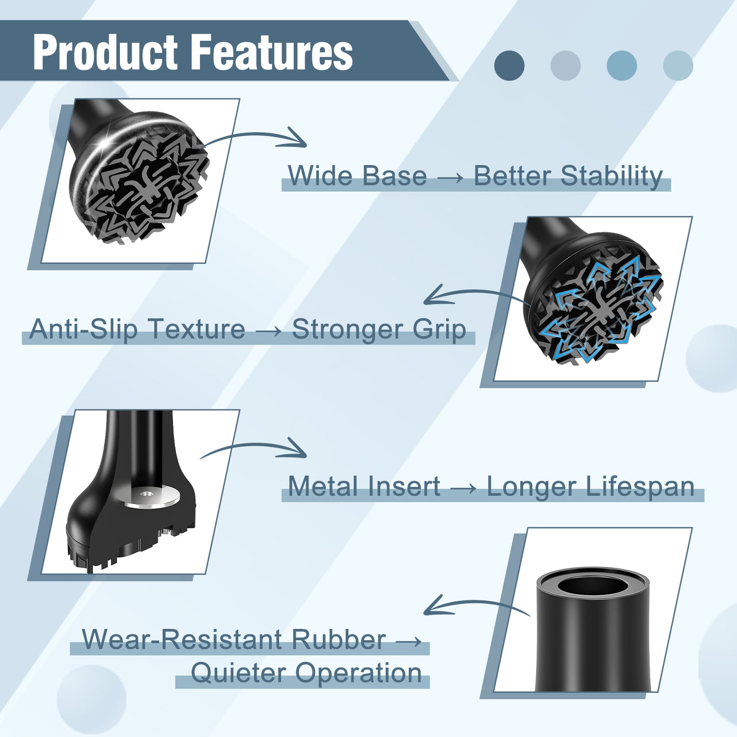 Heavy-Duty Wide Base Trekking Pole Tips – Non-Slip Rubber, Shock Absorbing