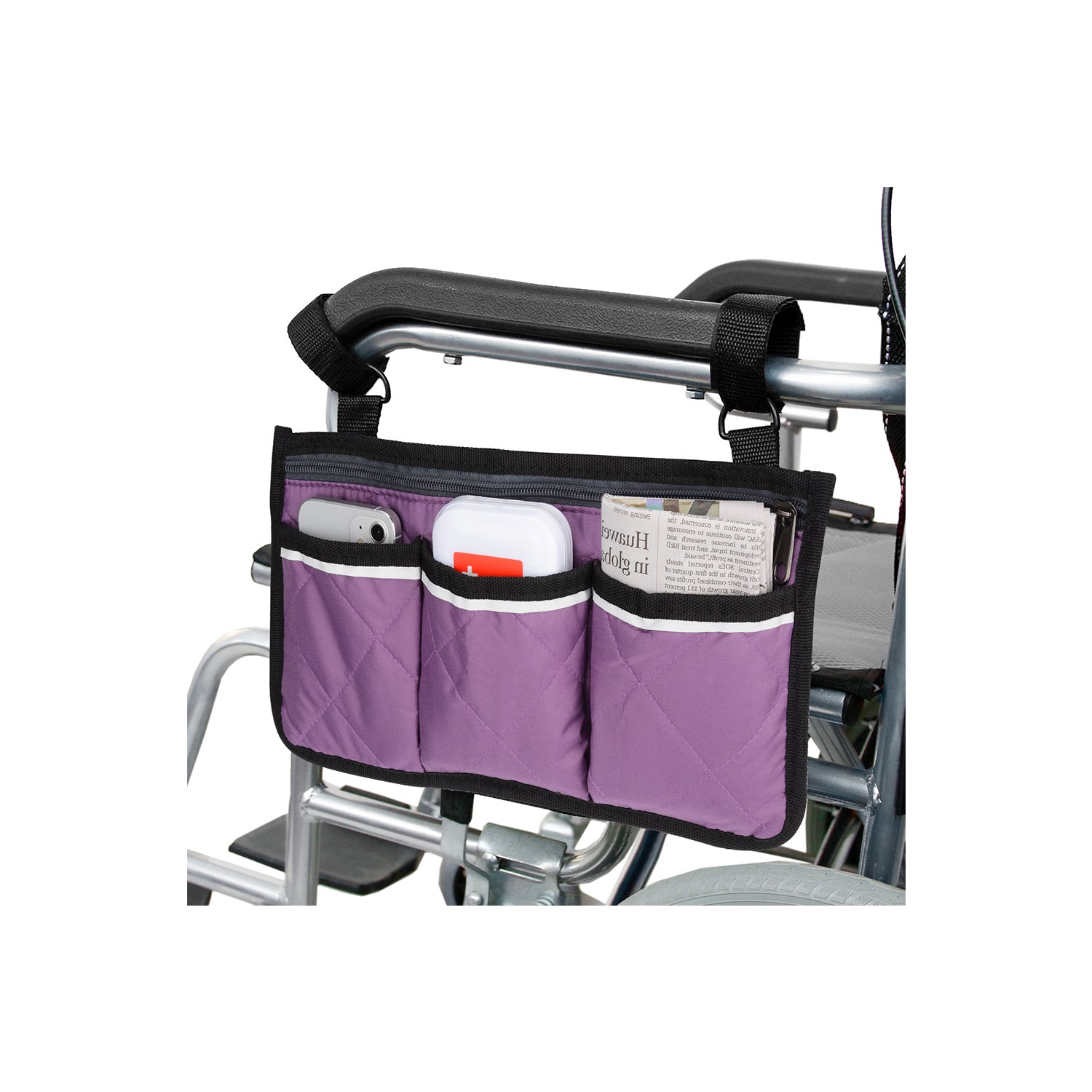 Wheelchair Side Bag with Pouches and Reflective Stripe Wheelchair Armr –  KEEFITT