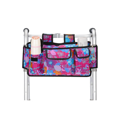 Folding Walker Basket Organizer with Pockets for Rollators Wheelchairs