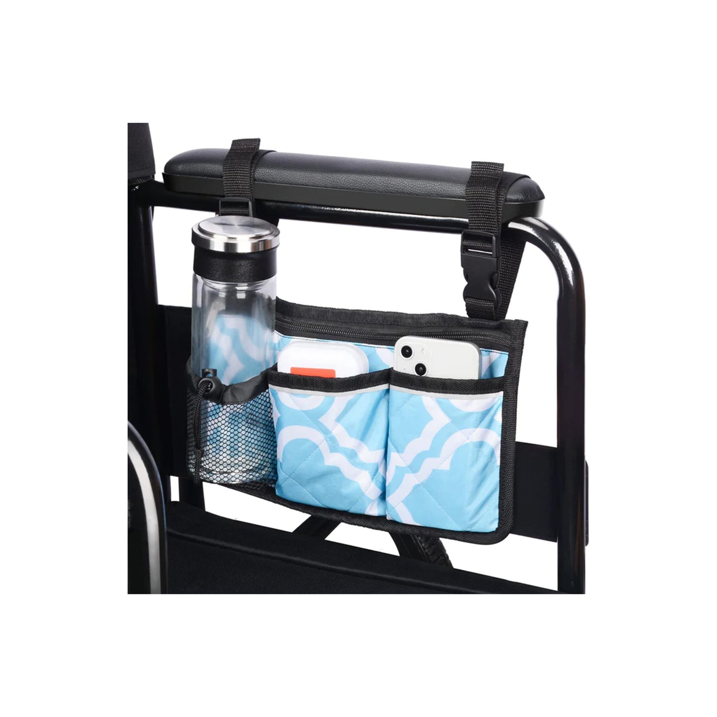 6 Pocket Wheelchair Side Bag with Reflective Stripes