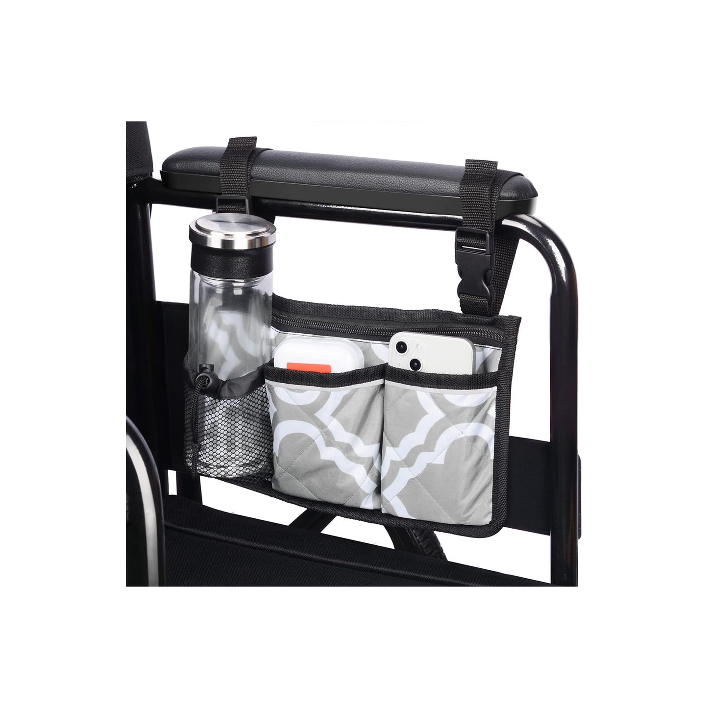 6 Pocket Wheelchair Side Bag with Reflective Stripes