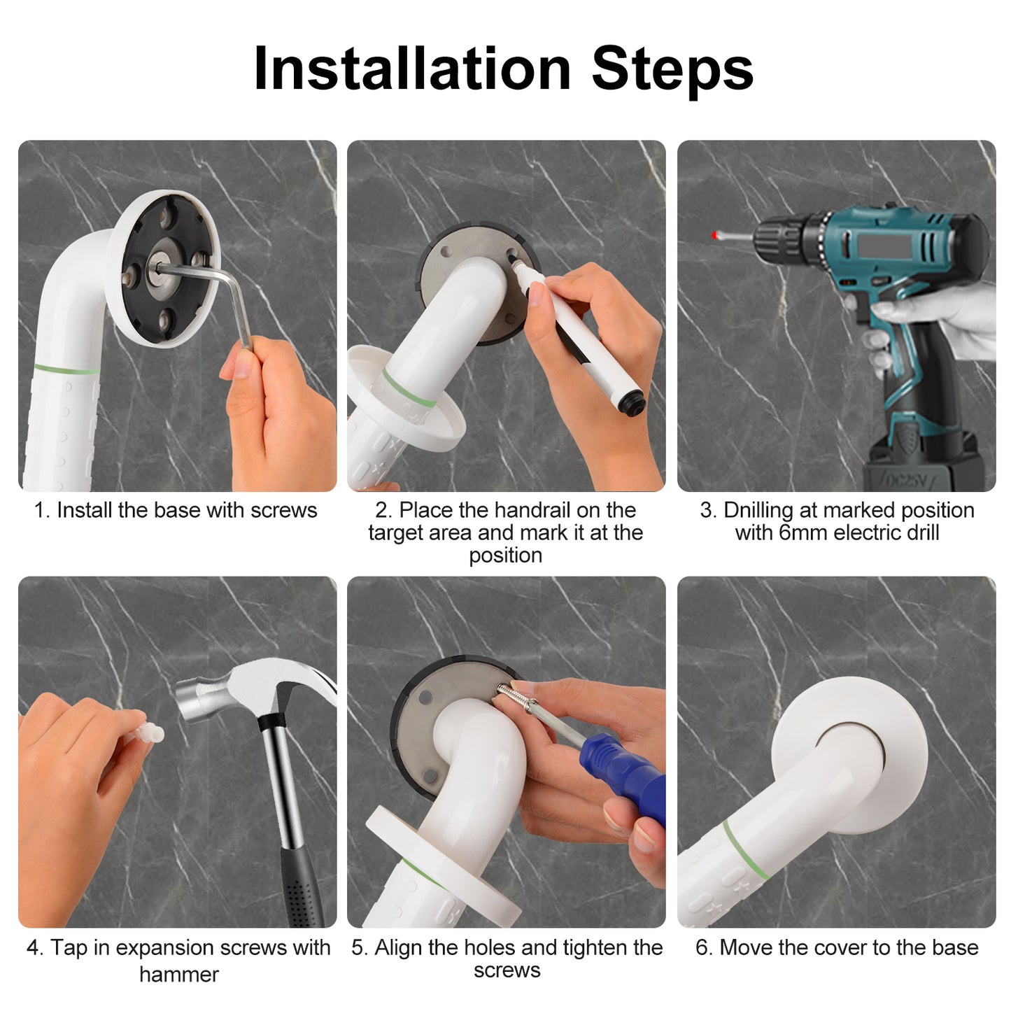 Non-Slip 304 Stainless Steel Bathroom Grab Bar Rail