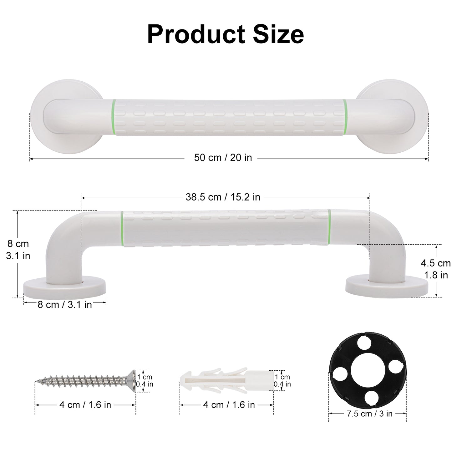 Non-Slip 304 Stainless Steel Bathroom Grab Bar Rail