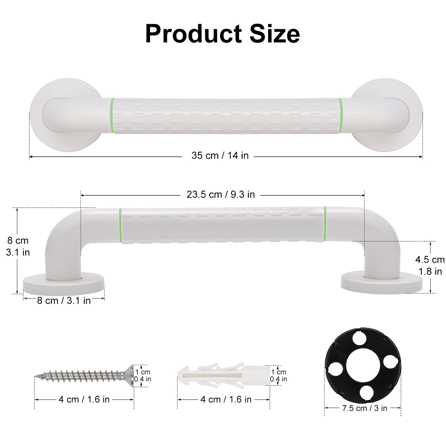 Non-Slip 304 Stainless Steel Bathroom Grab Bar Rail