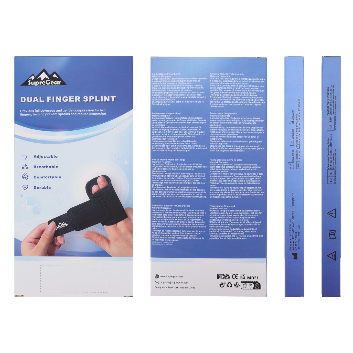 Dual Finger Splint Brace with Adjustable Aluminum Support