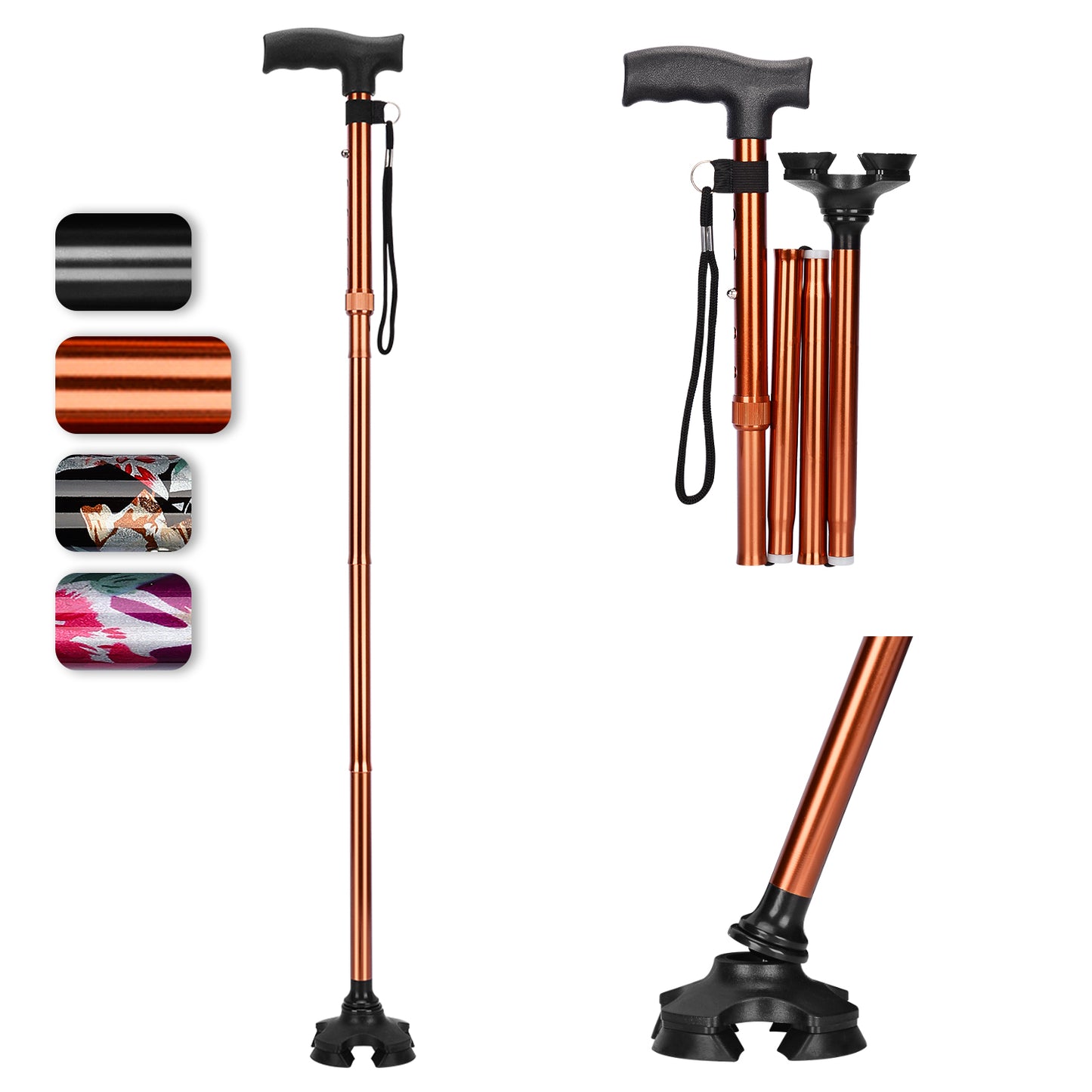 5-Level Adjustable Folding Cane