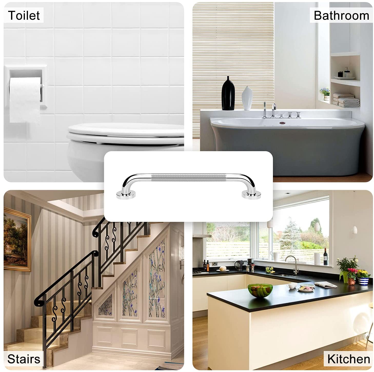 Juno Black Non-Slip Stainless steel Safety Support Grab Bar Bathtub Support  For Elder Anti-Slip Handle Grip