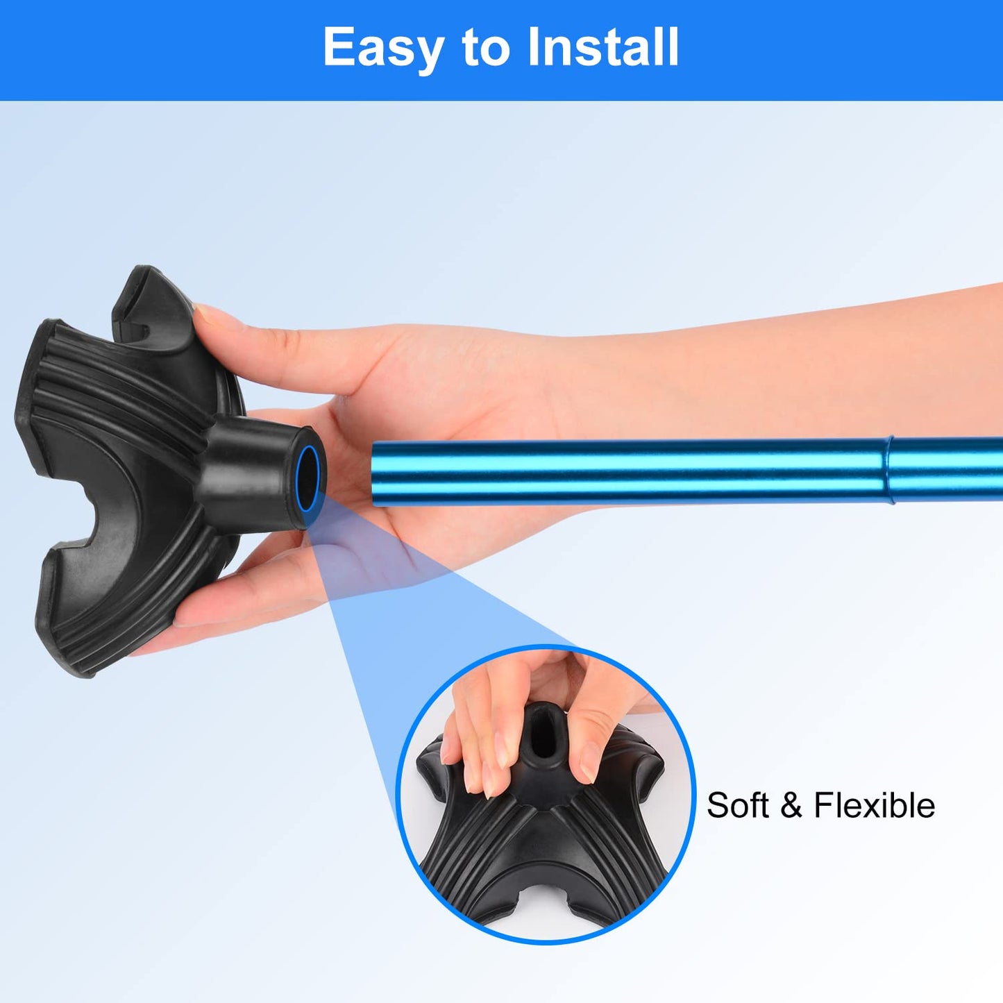 1 Pack Non-Slip Heavy Duty 4 Support Rubber Cane Tips