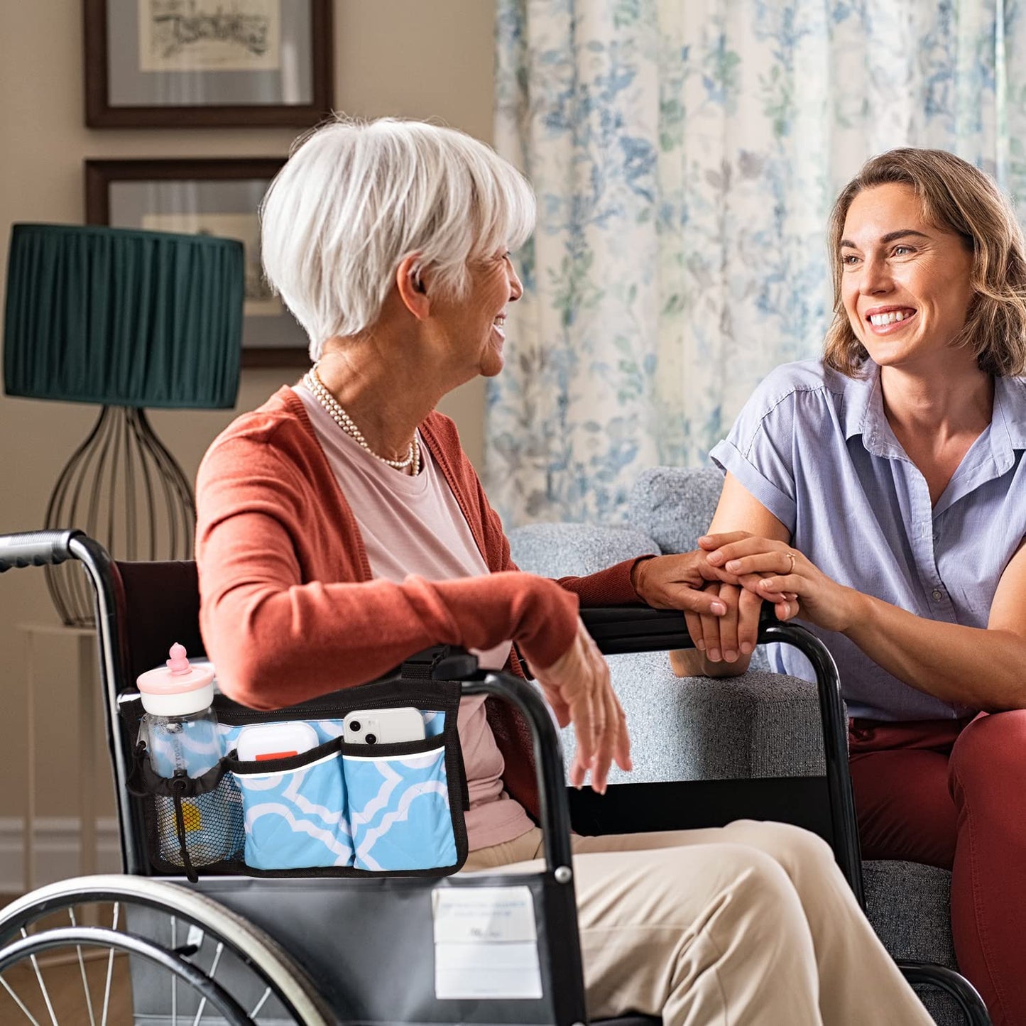 6 Pocket Wheelchair Side Bag with Reflective Stripes