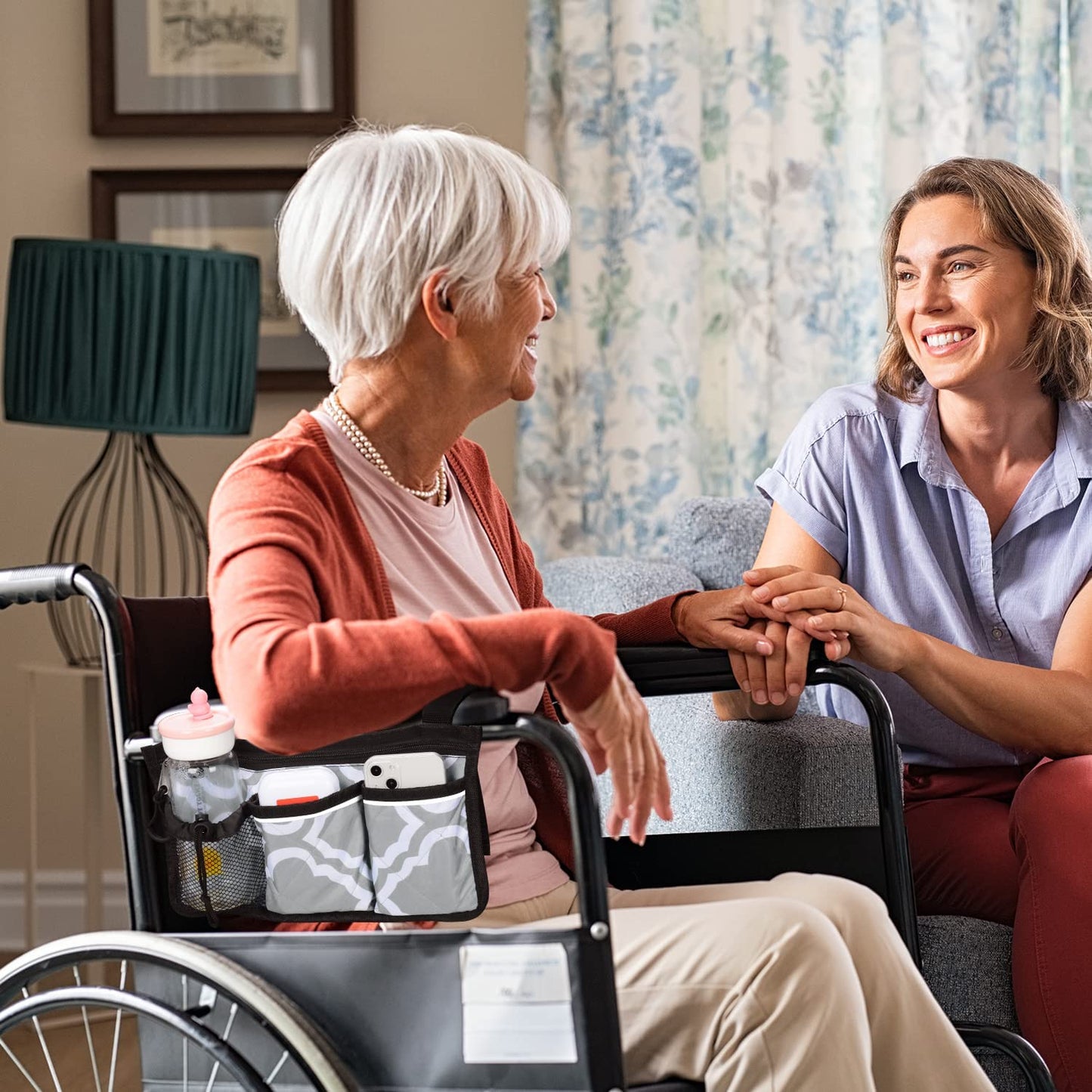 6 Pocket Wheelchair Side Bag with Reflective Stripes
