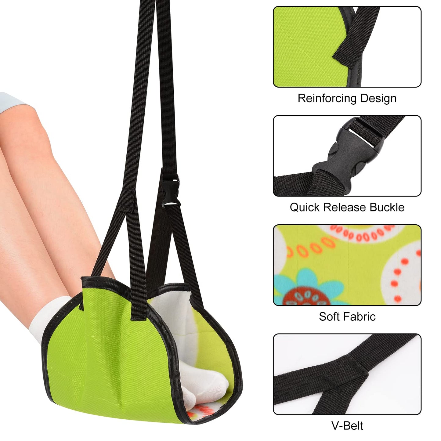 Aircraft footrest, airplane travel accessories foot hammock, adjustable  sling travel footrest, suitable for long-distance flights, providing  relaxation and comfort, portable airplane footrest, suitable for airplanes,  tracars, offices, under desks at