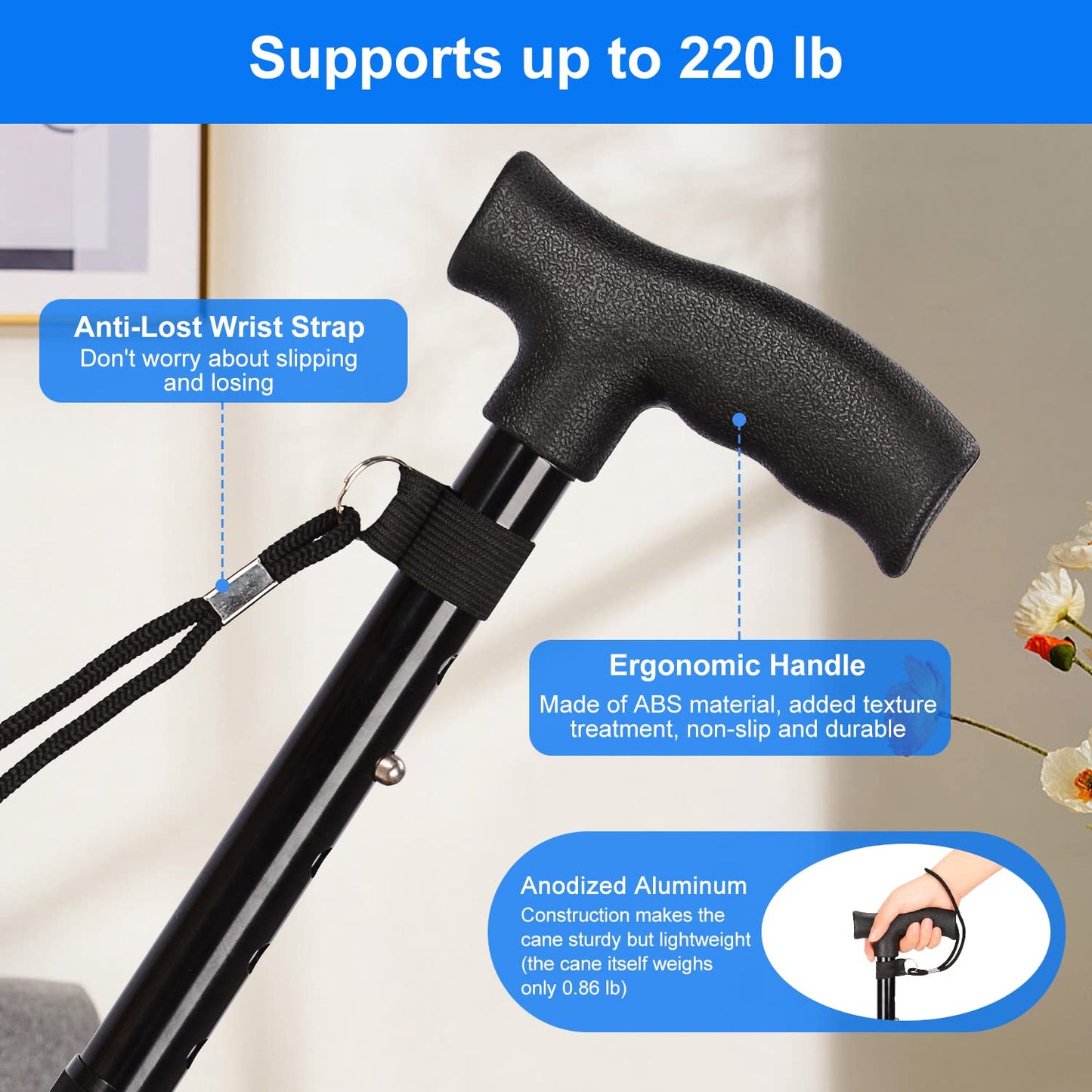 5-Level Adjustable Folding Cane
