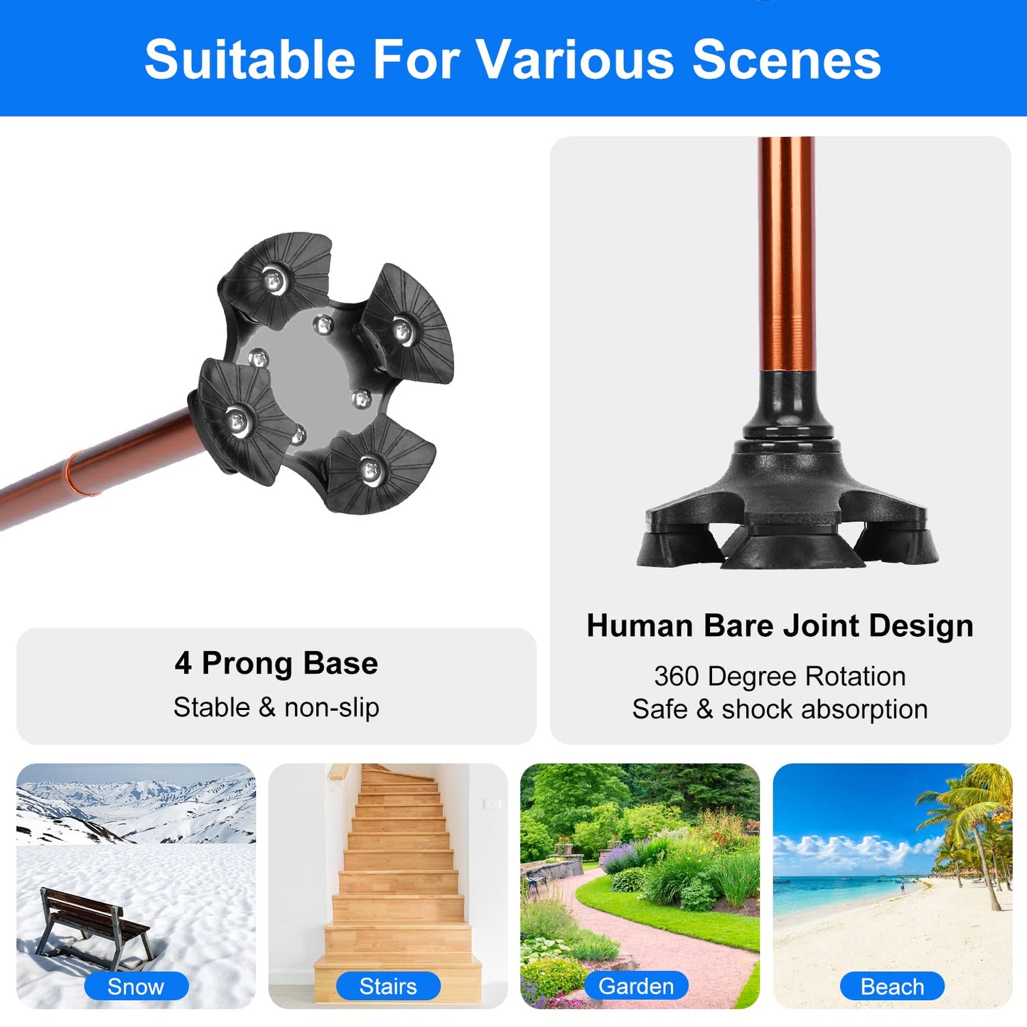 5-Level Adjustable Folding Cane