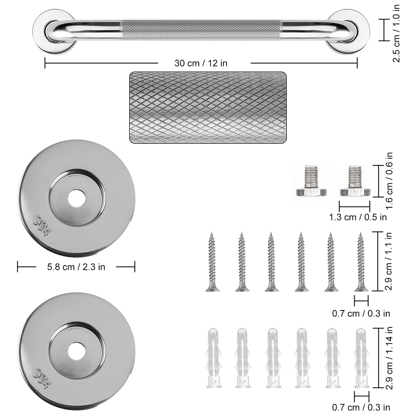 Non-Slip Bathroom Grab Bar Rail
