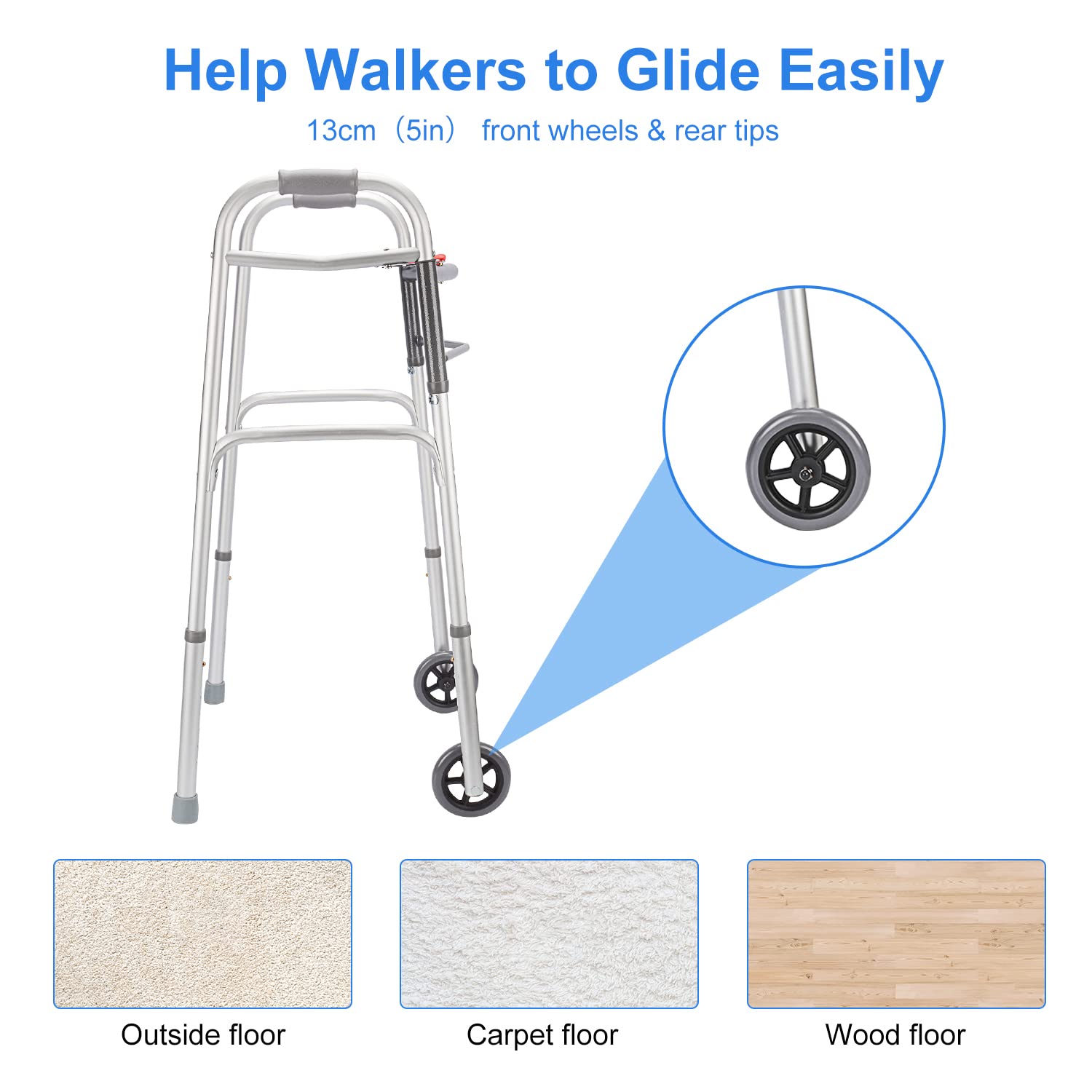 SupreGear Folding Walker – Adjustable Aluminum Walker for Seniors